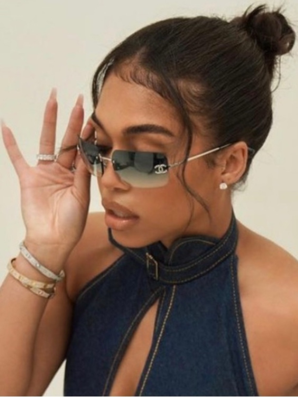 RARE 🍒 Vintage Chanel rimless CC Swarovski sunglasses
